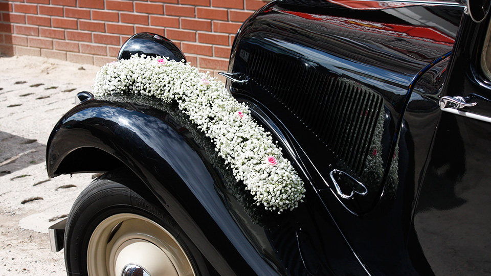 Dekoracja samochodu ślubnego ⋆ Zielony Gaj